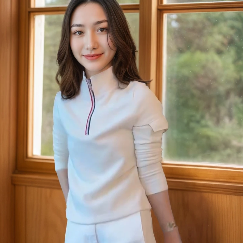 2025秋冬新款韩系百搭显瘦织带立领+连帽帽衫上衣LK2507675