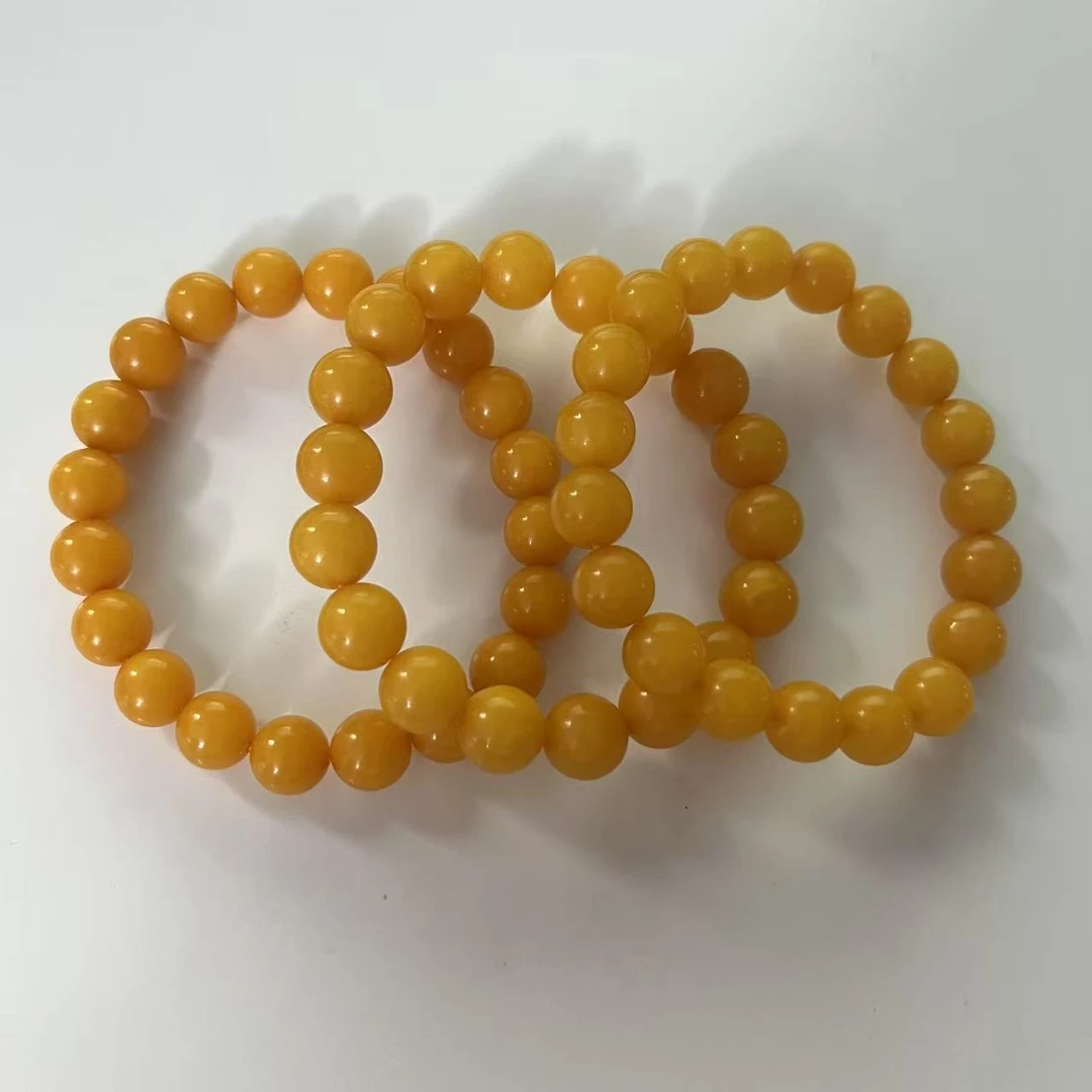 天然鸡油黄蜜蜡手串—多样性发其一