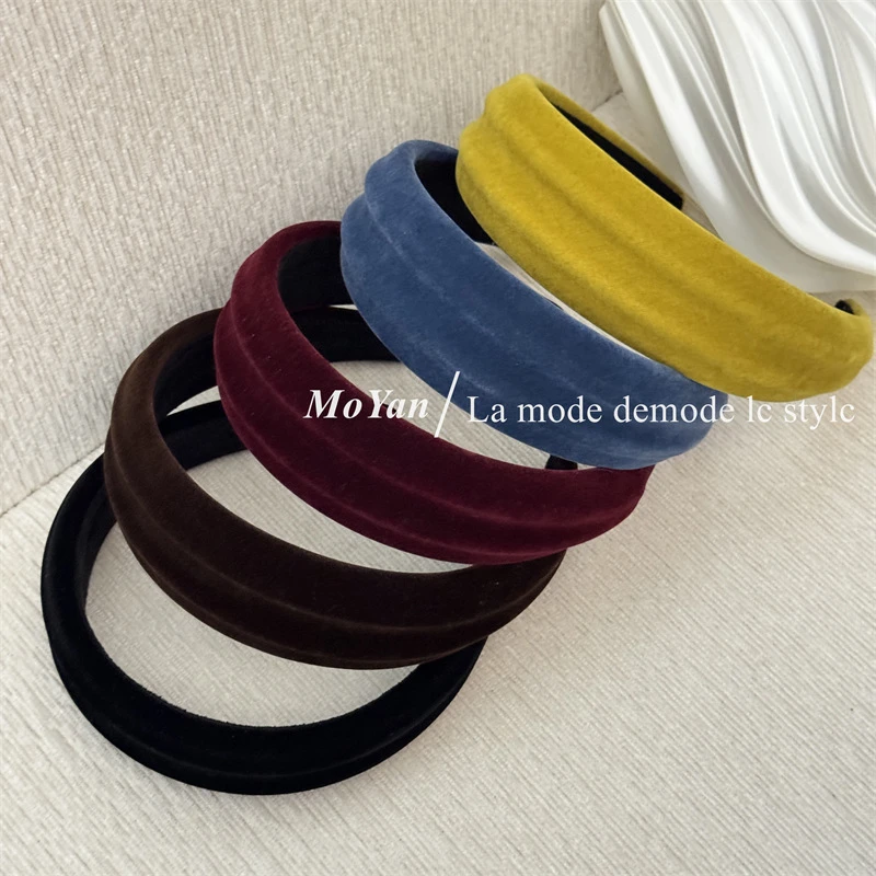 韩版凹凸设计感丝绒发箍女高颅顶显脸小头箍气质百搭外出压发发卡