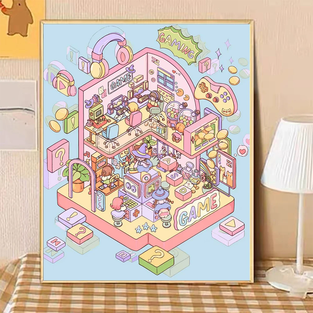 【魔法游戏厅】DIY数字油画插画系解压填色丙烯手工装饰画