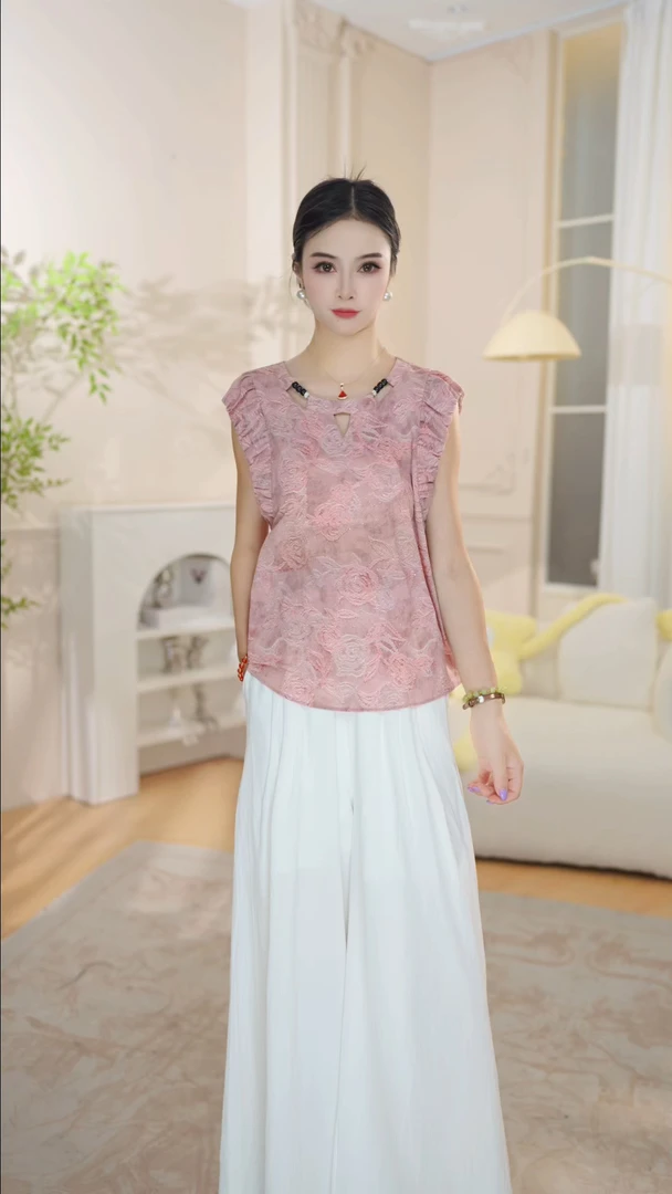 心形印花短袖圆领INS风夏季衬衫白色时尚减龄泰式