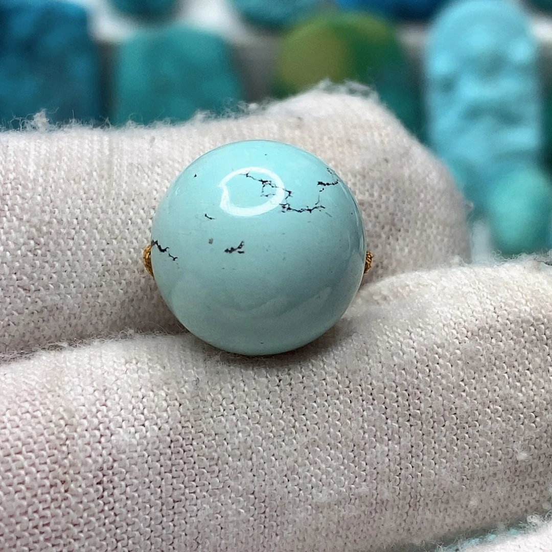 绿松石未镶嵌天然原矿 地大质检14.2mm