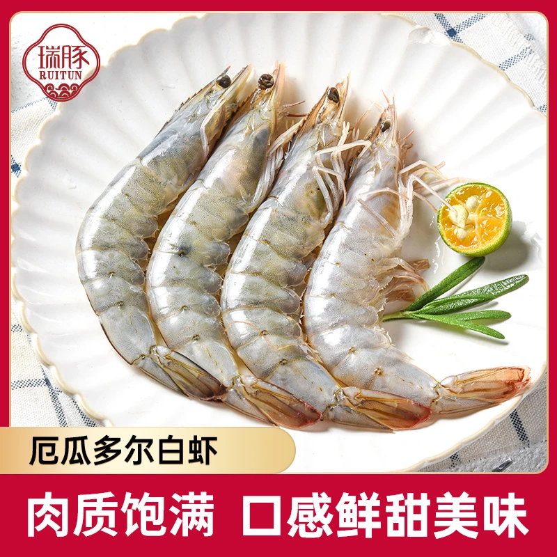 【瑞豚】 厄瓜多尔白虾 盐冻南美白对虾 1.65kg×1盒 海鲜烧烤白虾