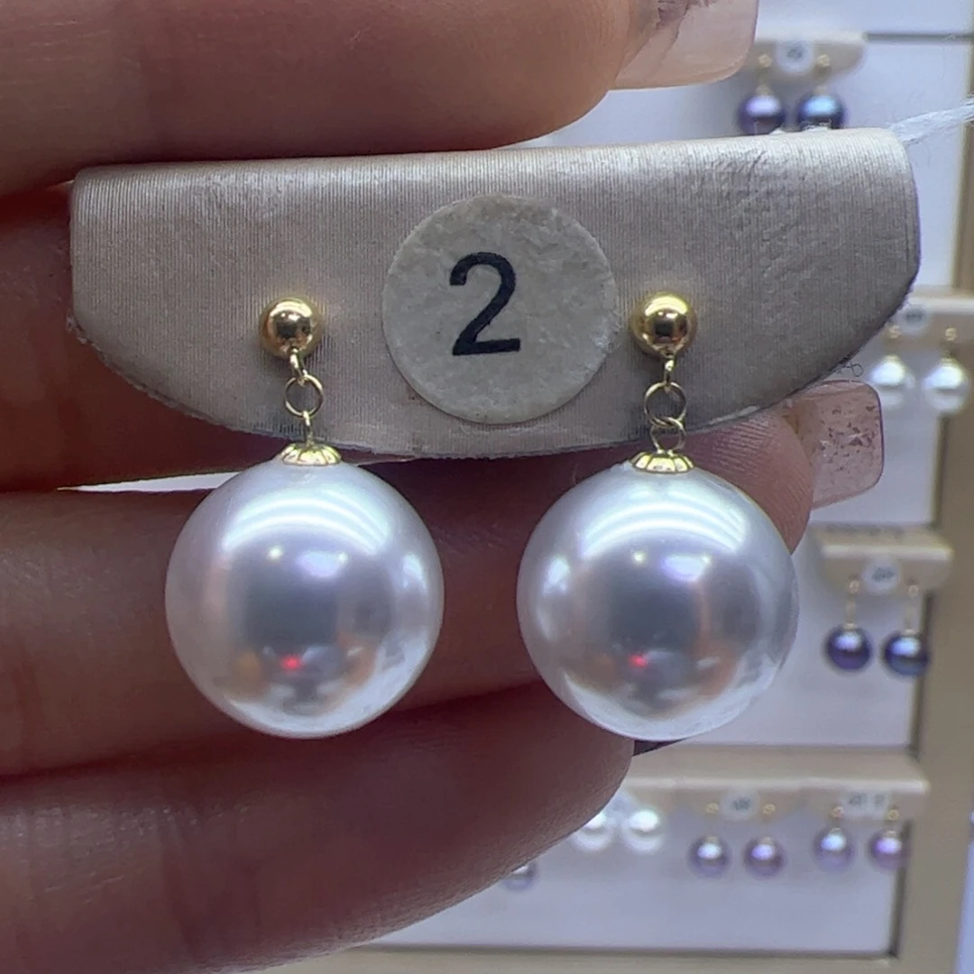 淡水珍珠耳饰18K金镶嵌