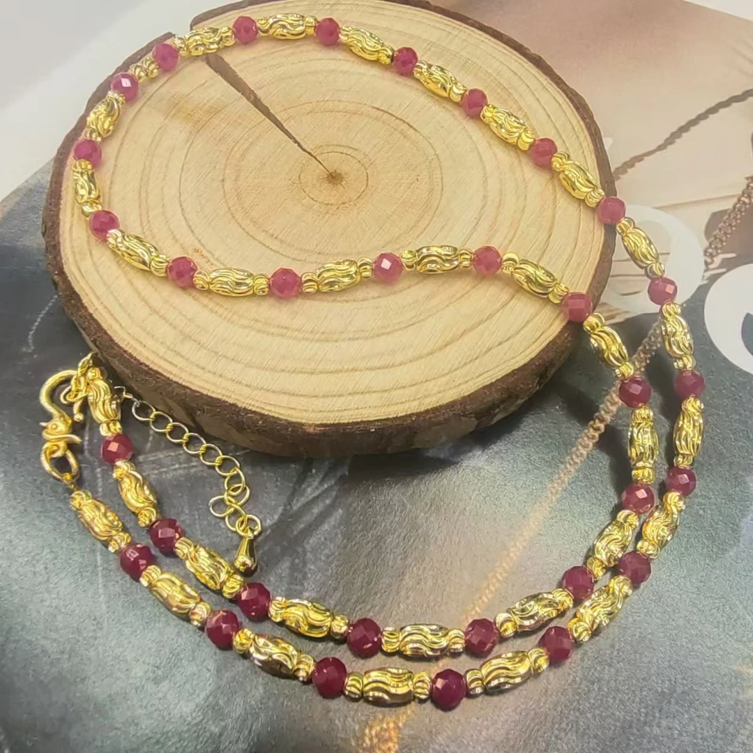 培育红宝石【梦梦】附证书礼盒合金镶嵌人工培育红宝石项链 DH31986