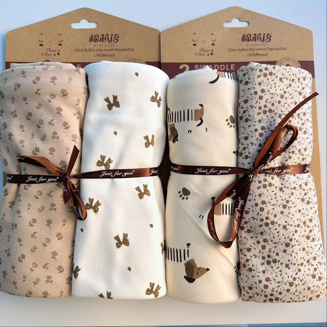 【柚子妈妈】棉芯语90*90新生儿纯棉包单 包边 碎花 柔软 透气 韩系
