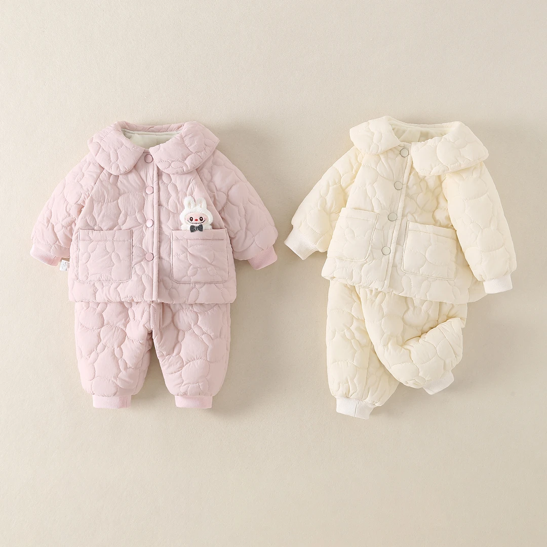婴幼儿女童棉衣冬季娃娃领加绒加厚婴儿棉服2025新款宝宝外套