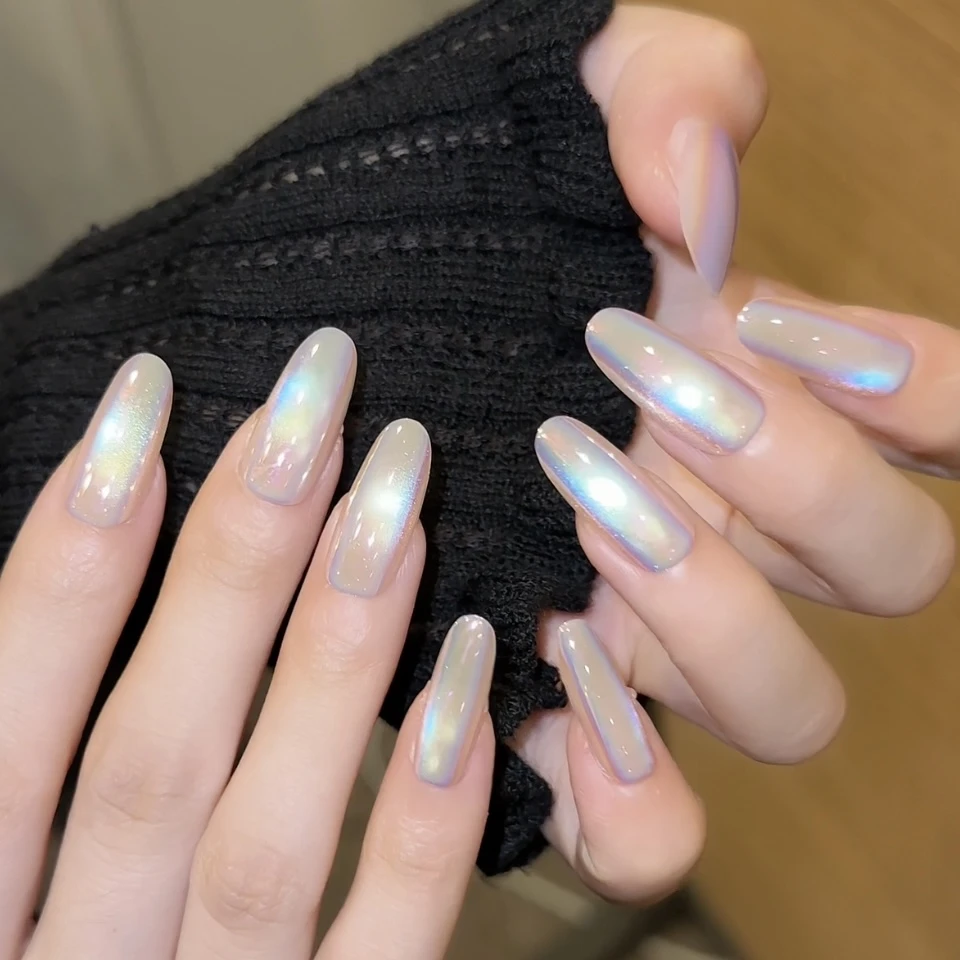 “夜明珠+极光”海莉同款珍珠色穿戴甲温柔气质指甲贴TUGE NAIL XX