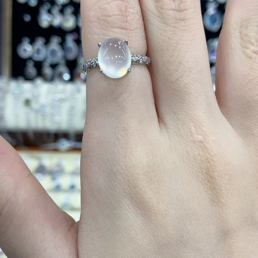 蛇纹石玉银S925镶嵌戒指