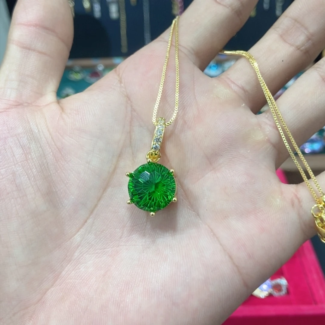 6锆石（处理）白托桃花粉玫瑰切吊坠