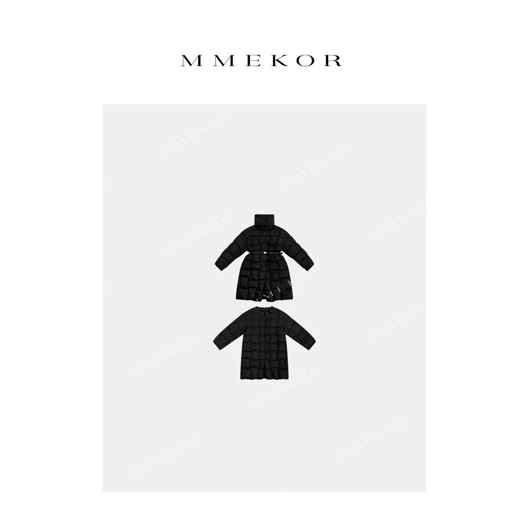 MMEKOR “贵妇系列” 白鸭羽绒服 秋冬新款方格收腰面包服 87303