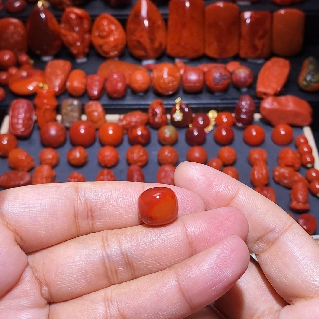 南红玛瑙未镶嵌配饰火焰纹老型12.7mm