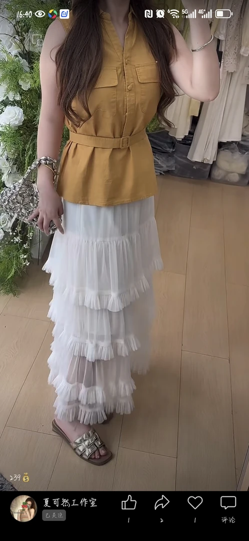 夏季新款设计师无袖上衣蛋糕裙两件套