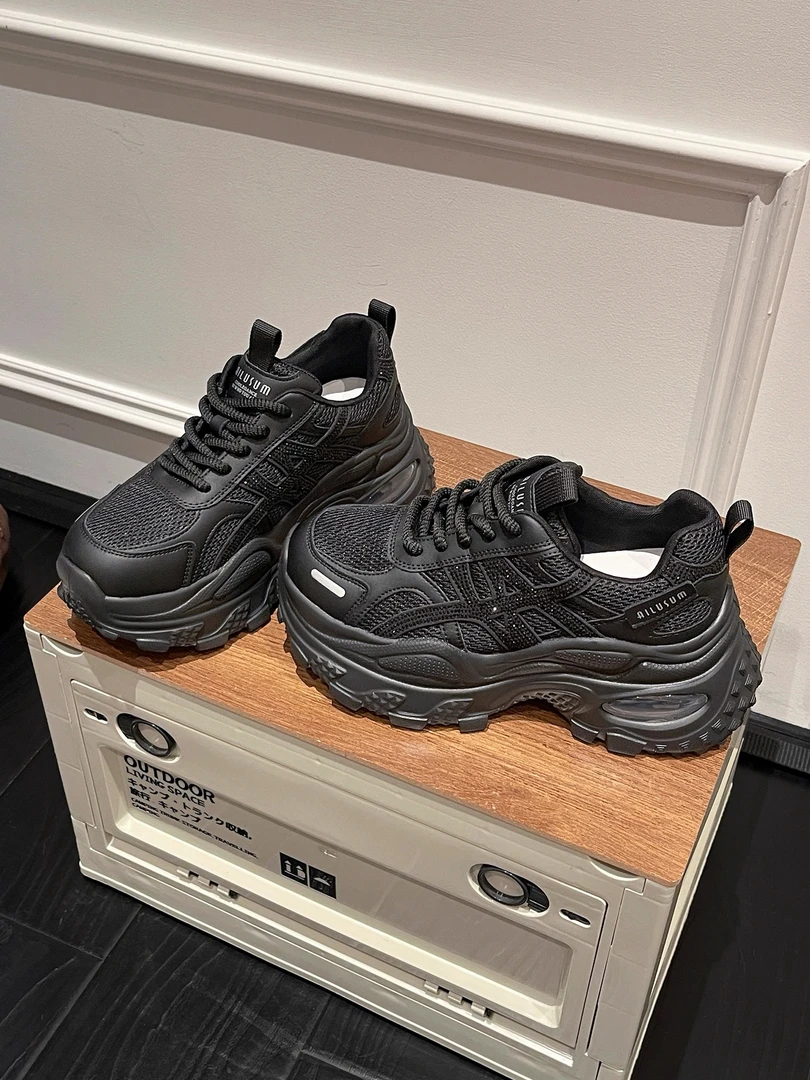 高品质｜实体店 2025秋季新款老爹鞋女亮钻真皮休闲时尚运动