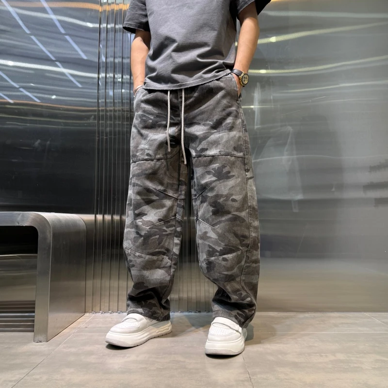 冬季男士直筒加绒迷彩休闲裤时尚潮流宽松给舒适百搭美式休闲长裤