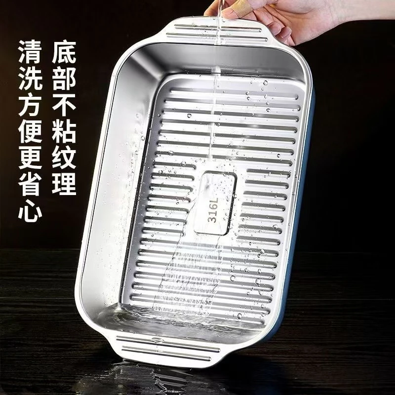 【品质高货不锈钢烤鱼盘】带盖子加大烤鱼盘涮烤肉盘电磁炉烧烤盘