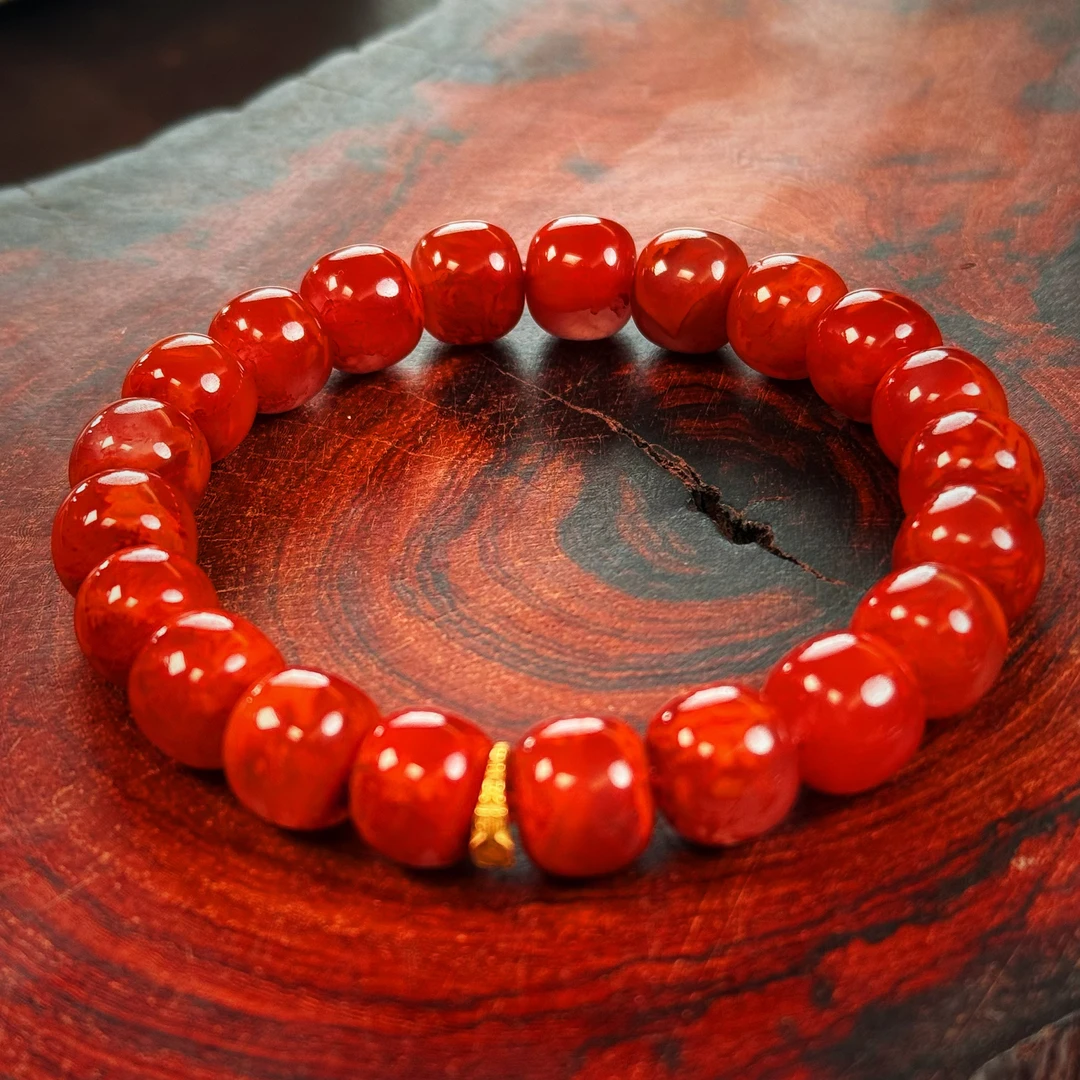 小天出品·瓦西牛血火焰纹老型系列南红手串（多样性发一件）