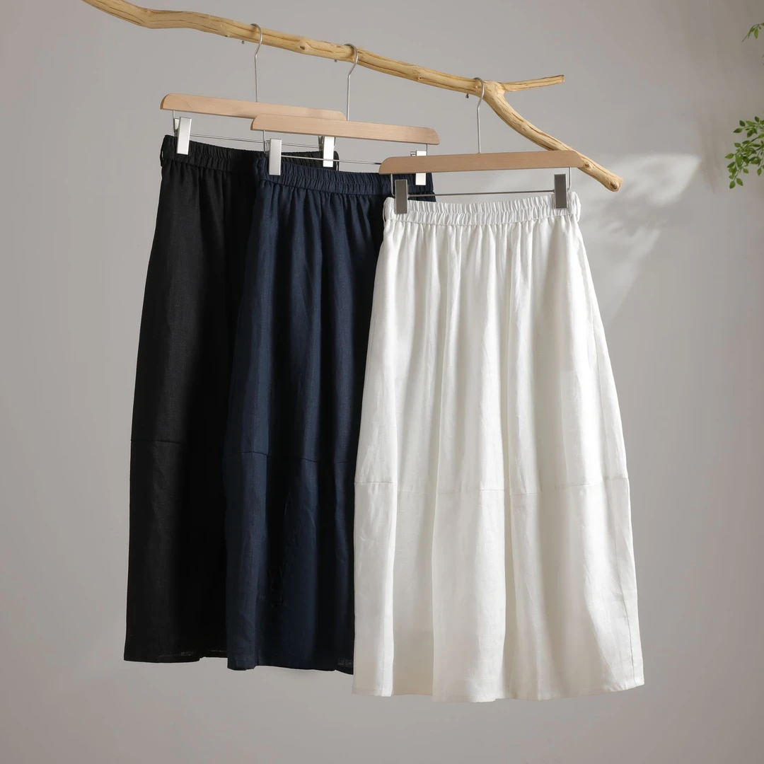 分割立体裁剪亚麻半身裙气质百搭KKMP8057