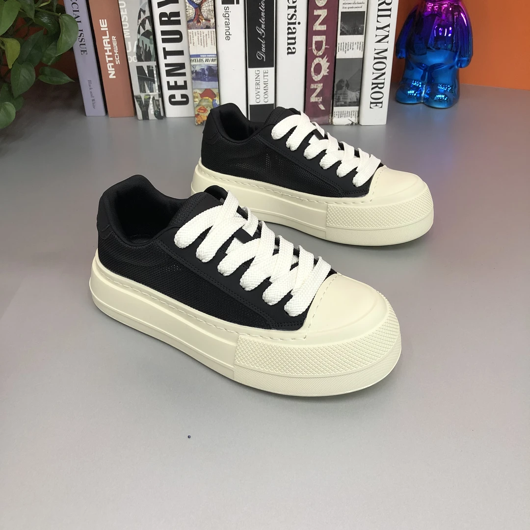 新款潮牌系带低帮网布超透气增高透气厚底板鞋休闲风