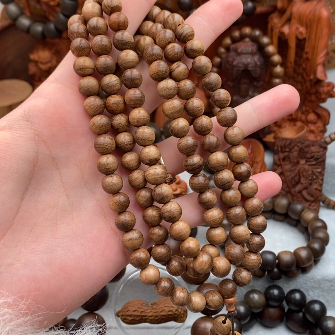 手串/手链檀香木微瑕印度正区 迈索尔老山檀 0.8 108黑奶香