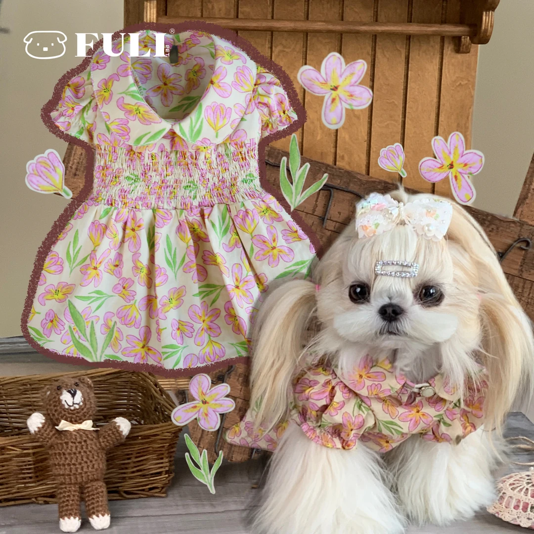 FULIPET「粉蔷薇」打揽裙.花园系列.西施犬马尔济斯比熊雪纳瑞