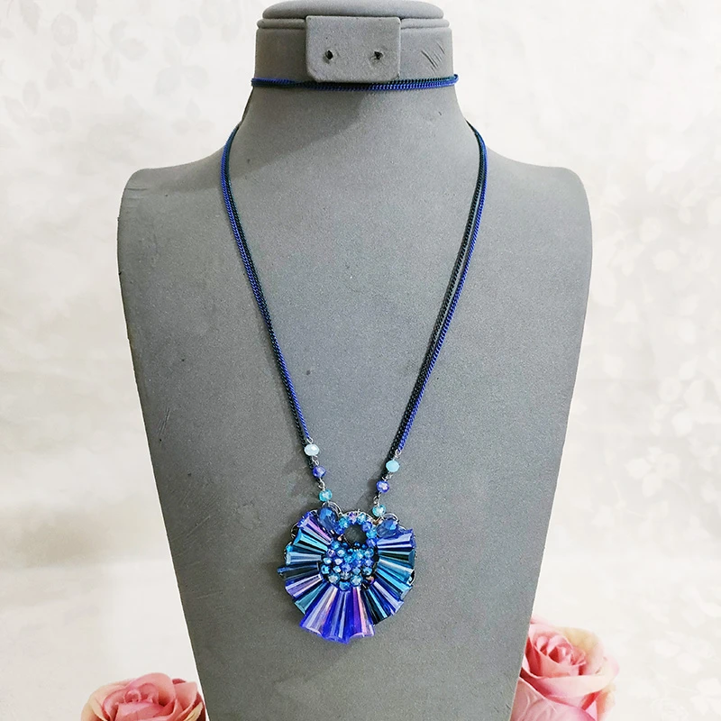 铜合金项链 民族风手工编织长款吊坠项链1114