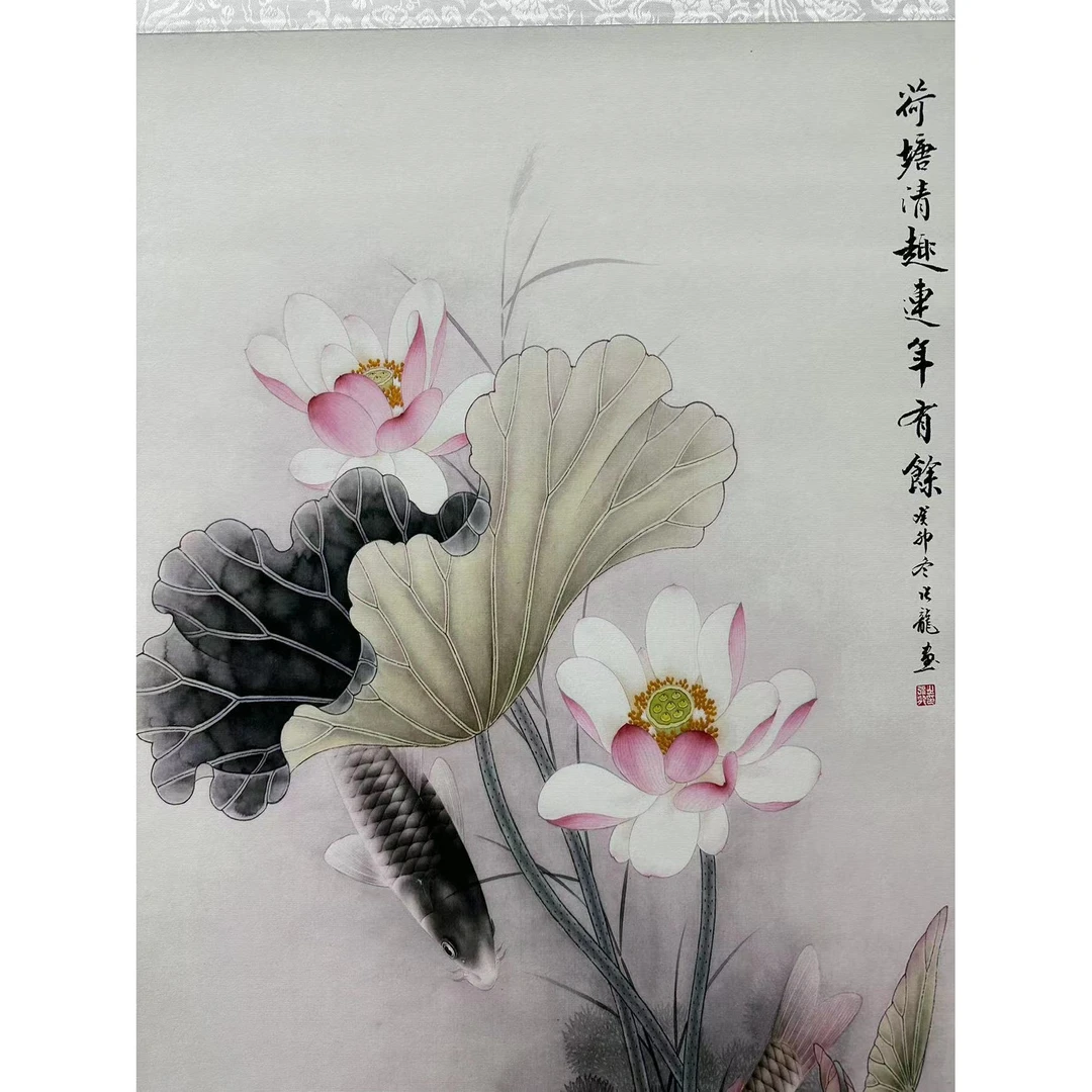 155*60 （粉三鱼）走廊玄关茶室 高清数字微喷 精品软装挂画