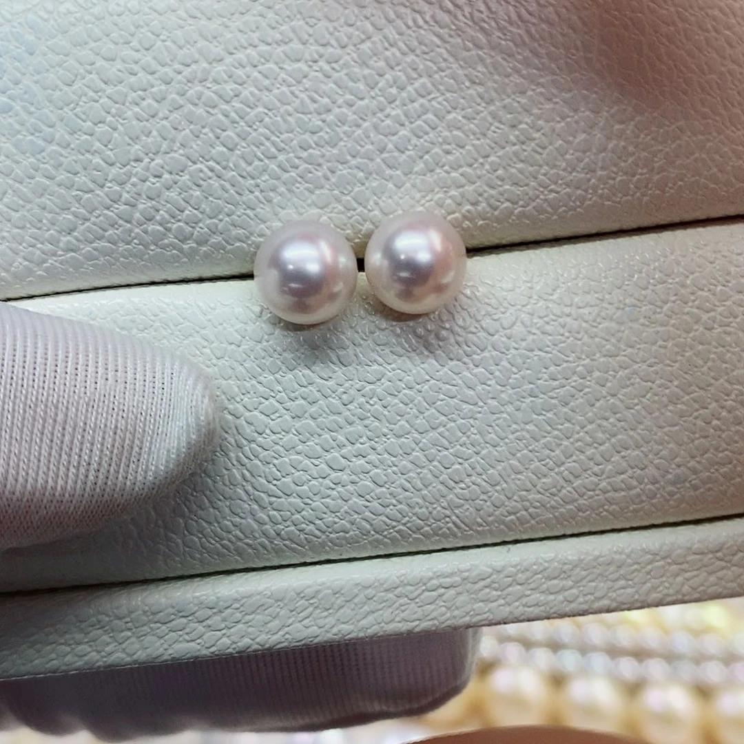 18K金镶嵌耳饰海水珍珠7-7.5