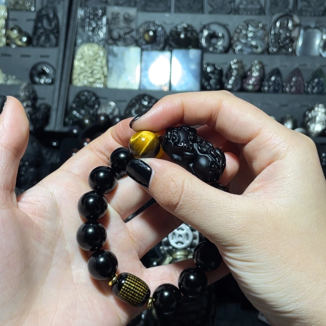 猫***）黑曜岩未镶嵌珠宝奇石