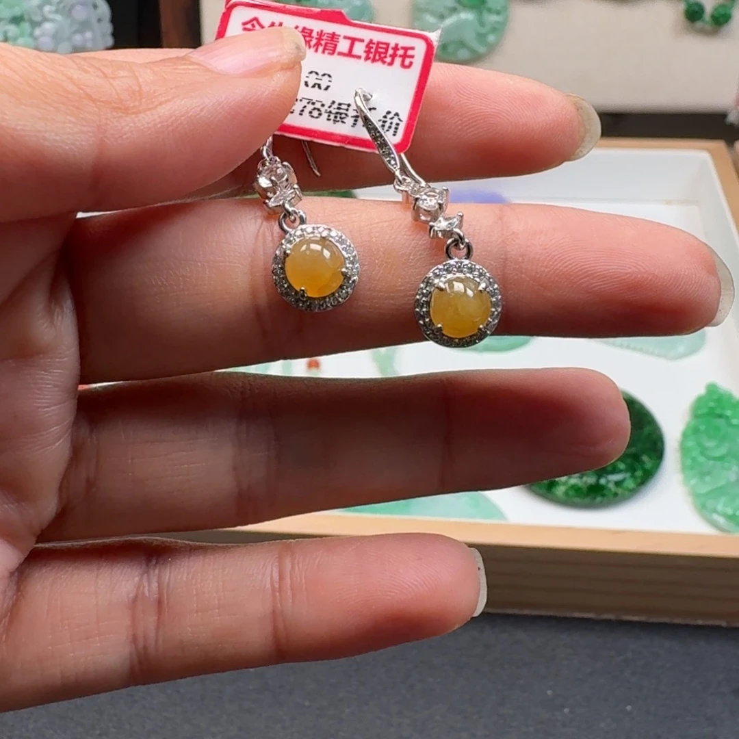 翡翠未镶嵌耳饰翡翠耳环