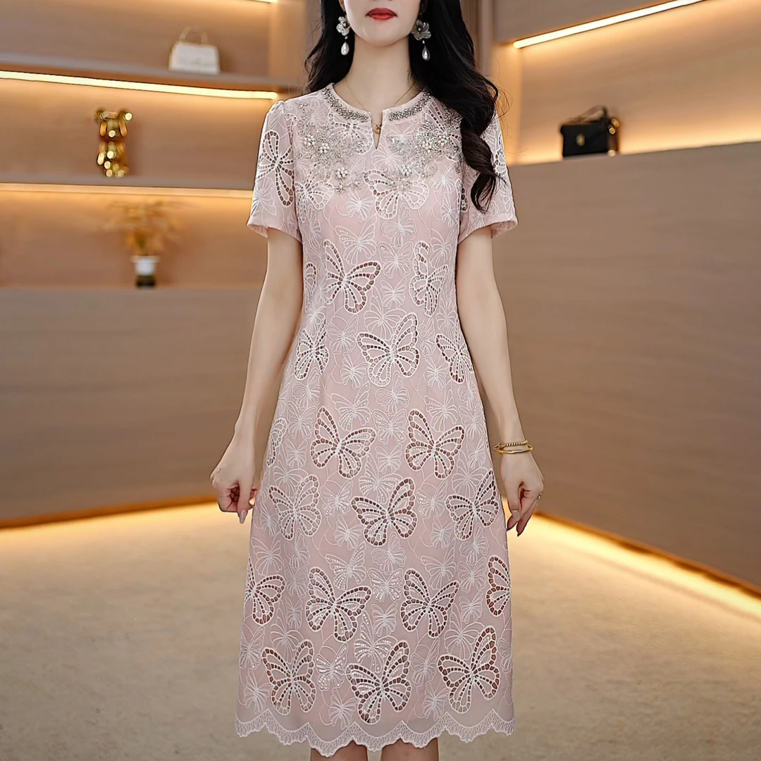 2025夏季新款 A3152气质遮肉显瘦大码连衣裙女修身女装连衣裙