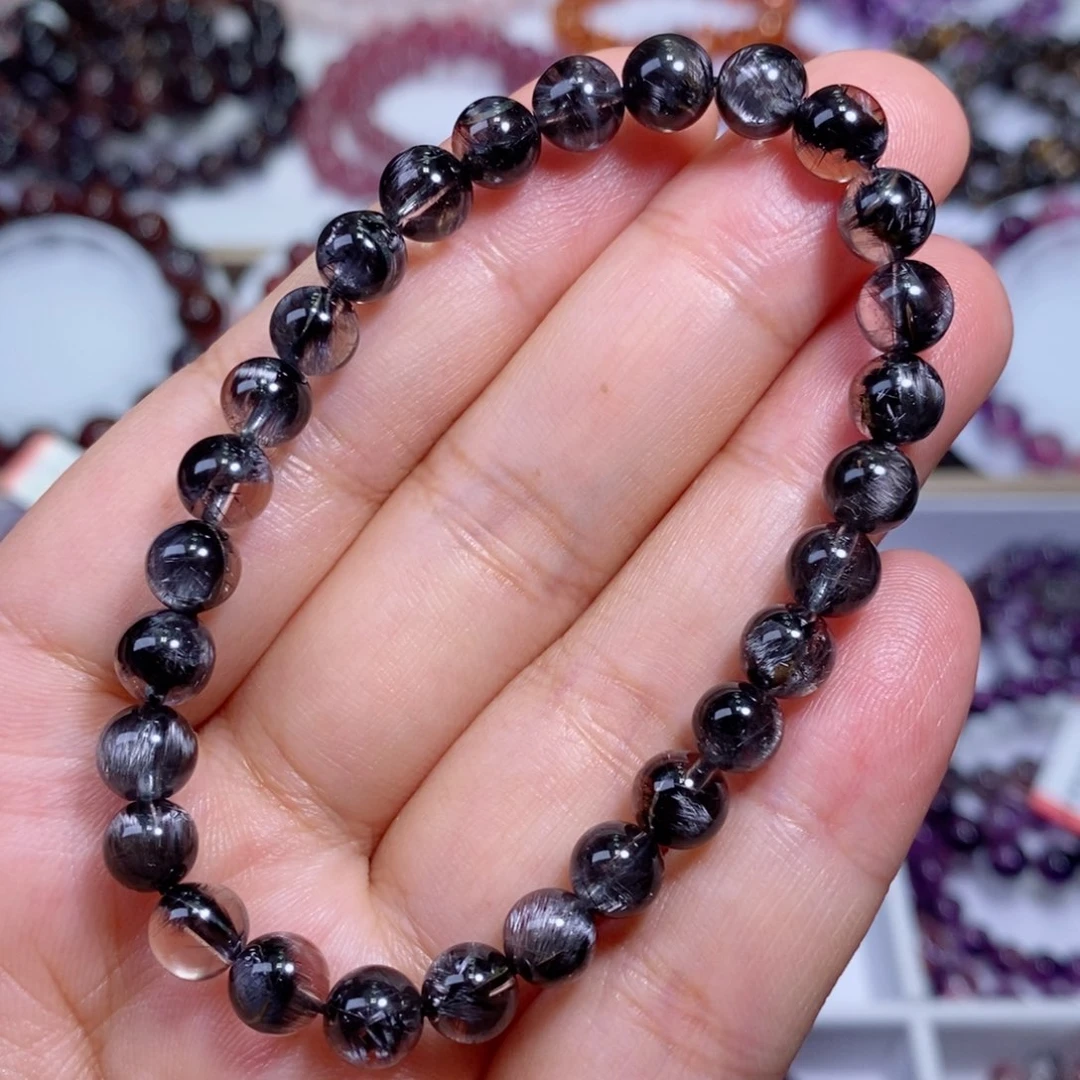 水晶手链未镶嵌黑银钛