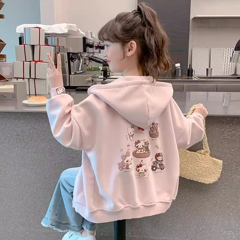 女童外套春装2025新款大童洋气时髦卫衣女孩春秋季连帽儿童装上衣