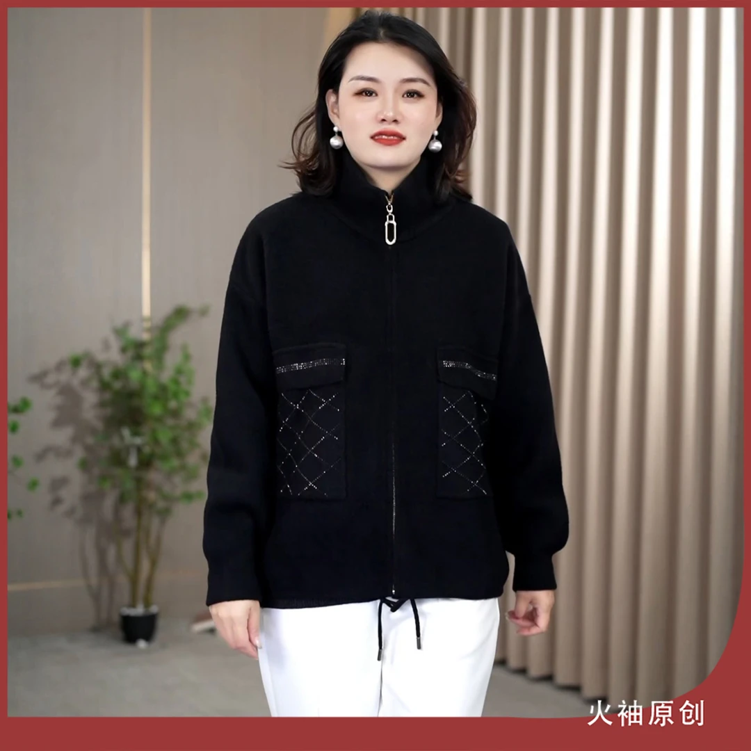 火袖G1746时尚中老年妈妈装短外套早秋新款宽松气质百搭长袖短款