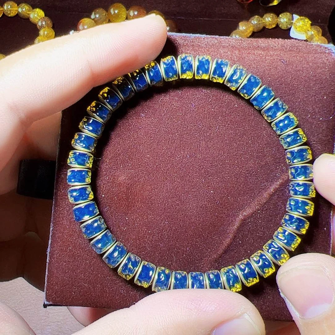 蓝珀珠宝奇石银S925镶嵌墨西哥蓝珀7mm药片无相