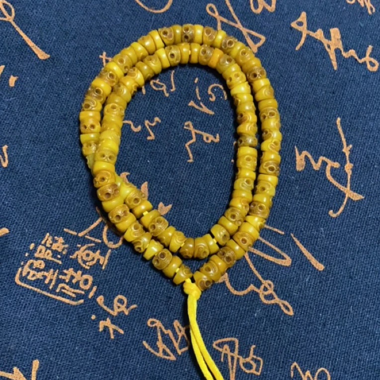 藏式精工雕刻老料驼骨尸陀林主阿呆大肠珠佛珠手串108足数手持