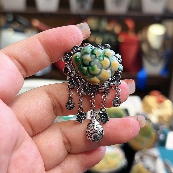 翡翠戒指/指环银S925镶嵌古风