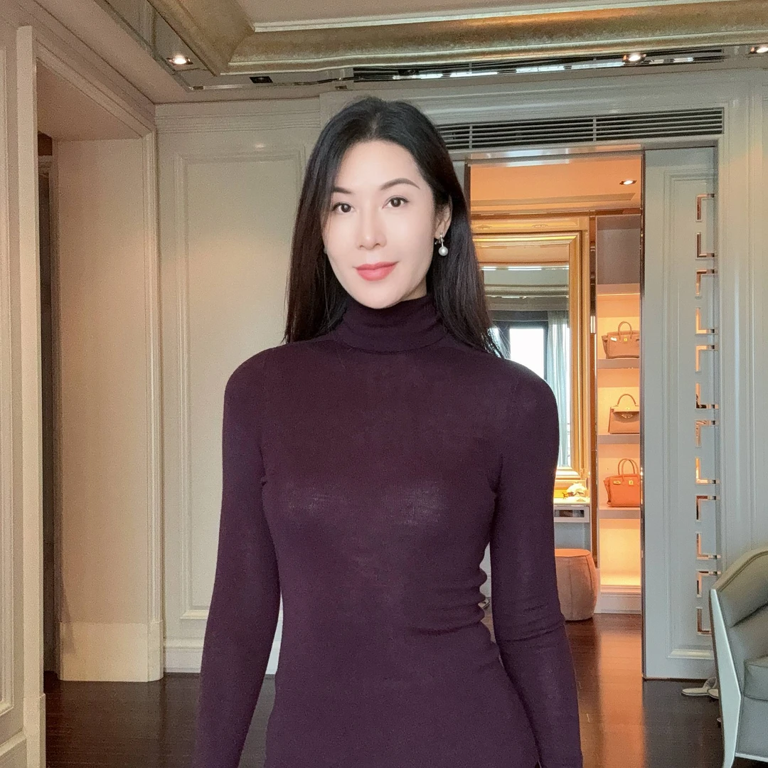 希琳【时尚老钱】扬子金标极细美丽奴羊毛纱线高领针织衫CD2168210