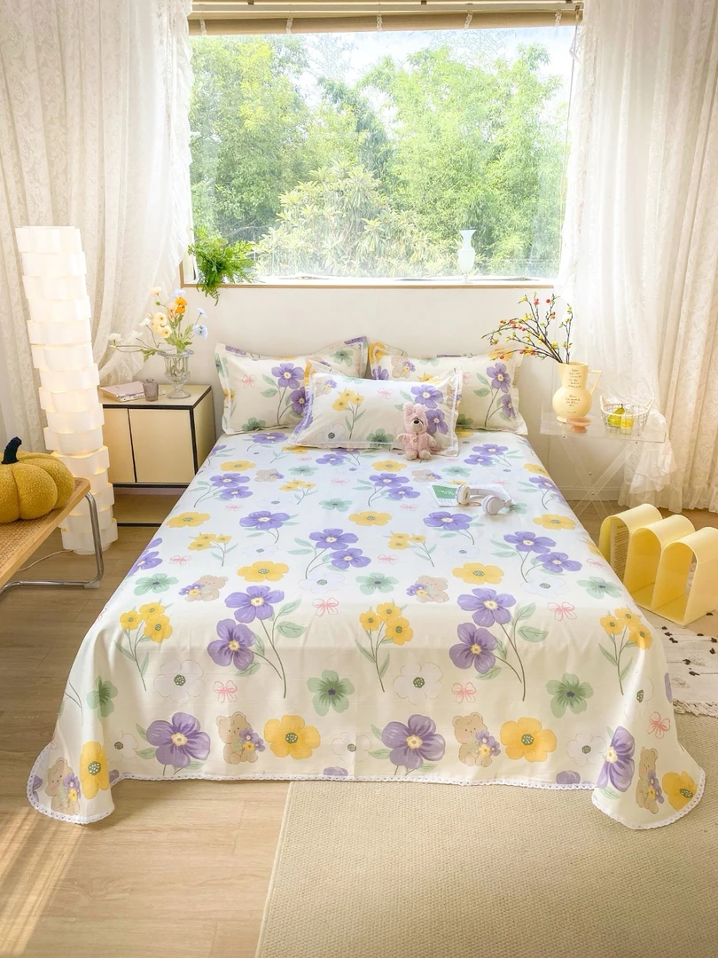 【老粗布三件套】加厚款山东正宗汉麻粗布原棉粗布柔软亲肤印花凉感