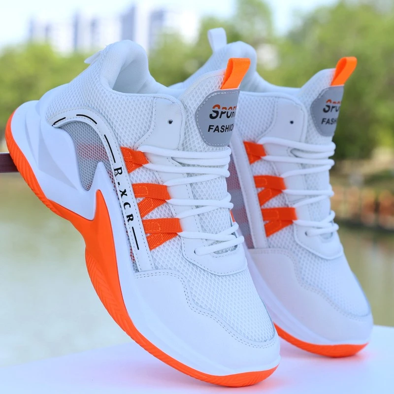 篮球鞋男鞋新款高帮网面运动鞋防滑透气青少年学生白色球鞋男潮鞋