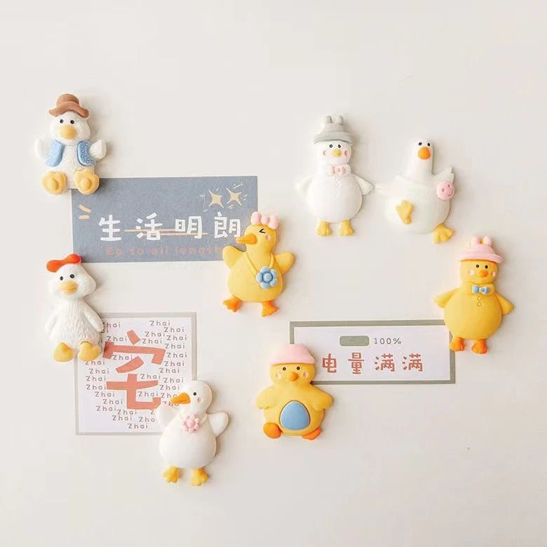 迷你鸭子冰箱贴可爱强力磁性贴个性创意吸铁石3d立体小巧装饰情