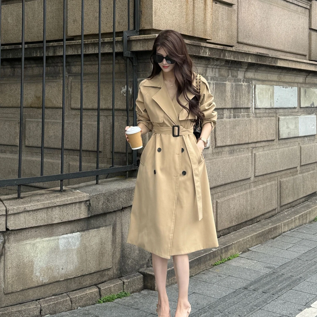 风衣外套女中长款2025年新款春秋季气质收腰显瘦极简风小个子秋装