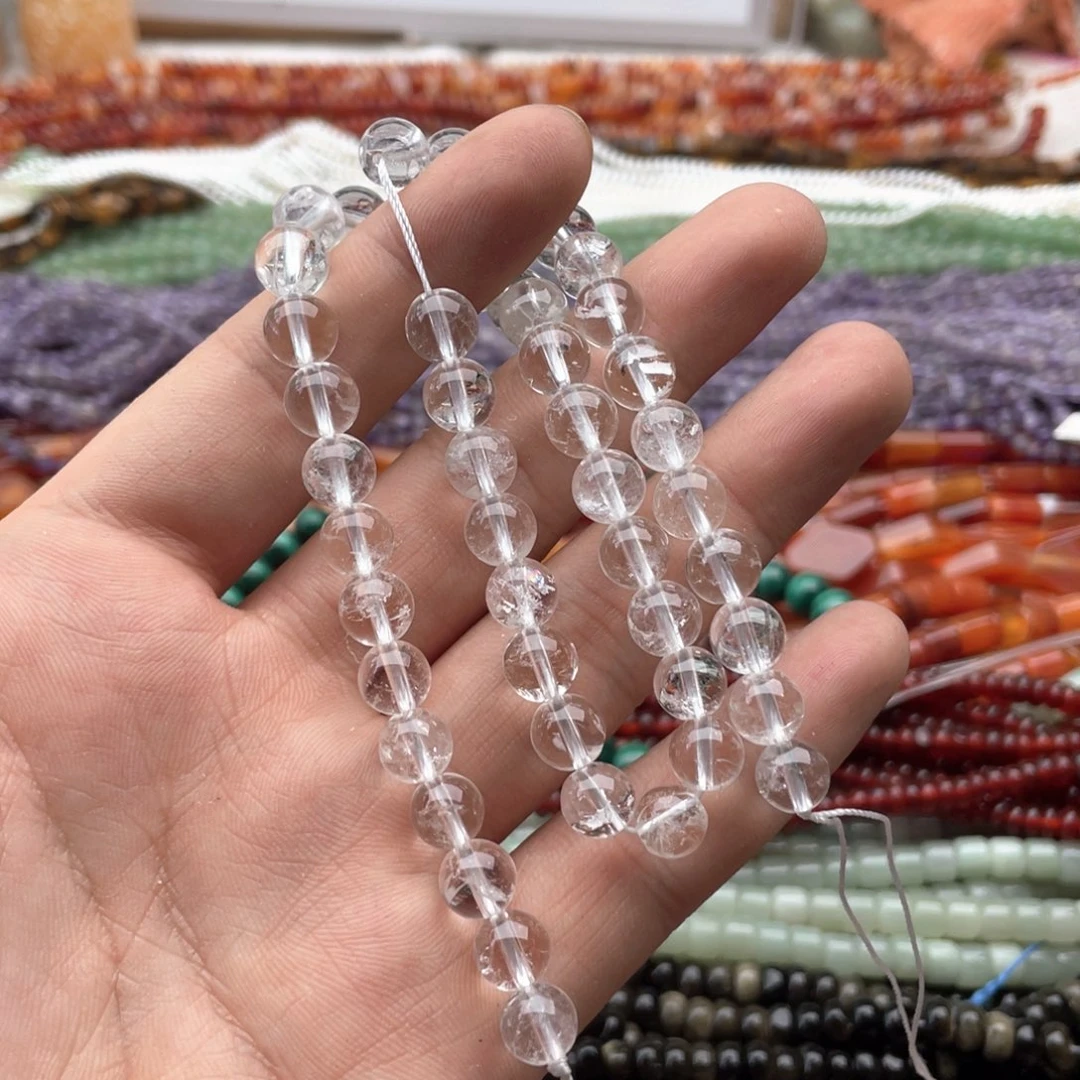 玛瑙/玉髓未镶嵌珠宝半成品一条装卡8mm白水圆珠