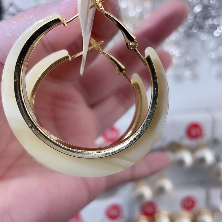 仿珍珠铁合金合金饰品耳圈4.5厘米12