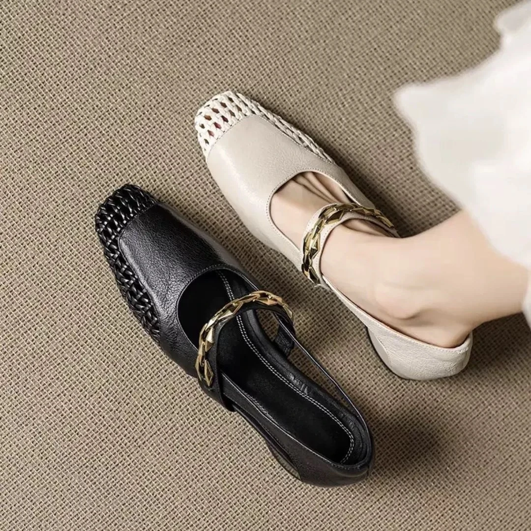 【有运费补贴】2025新款镂空编织包头半拖鞋女外穿时尚百搭凉拖鞋