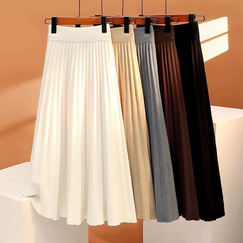 《A051-100》秋冬新款法式百搭针织半身裙