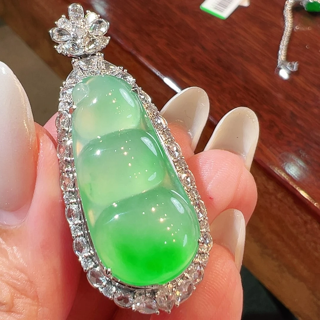翡翠18K金镶嵌吊坠(不含链)翡翠