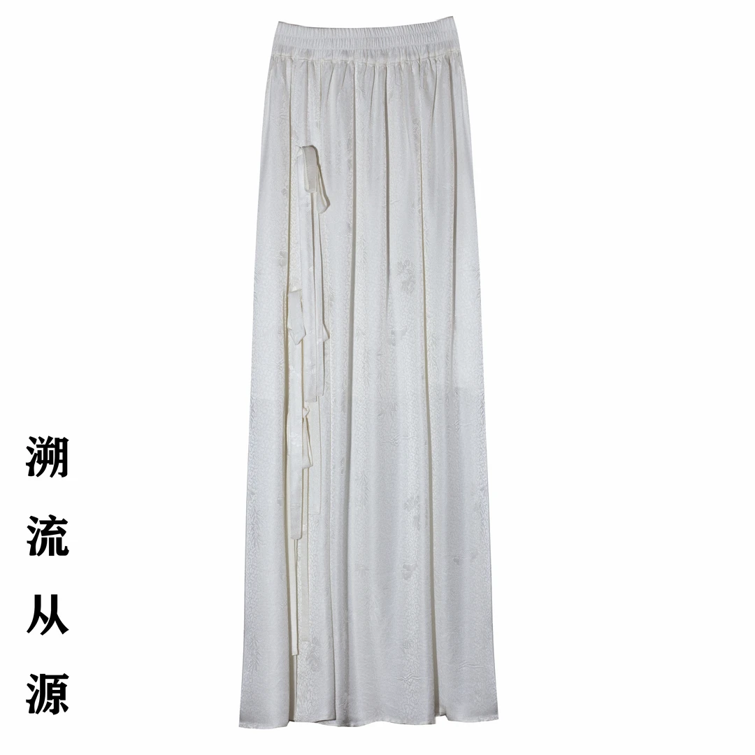 『不陷于情』新中式女士时尚百褶高腰三蝶重磅桑蚕丝香云纱半身裙