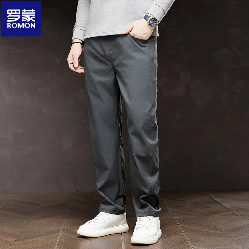 罗蒙秋季男士运动阔腿裤轻奢痞帅慵懒风休闲裤时尚潮流百搭直筒裤