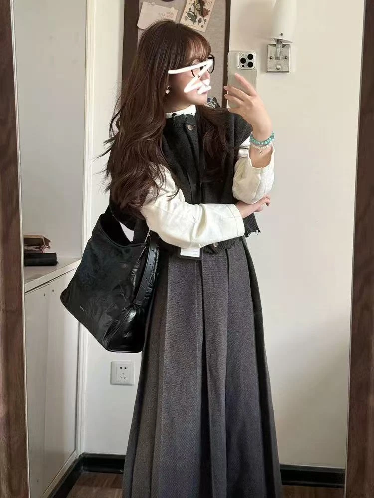 长裙时尚套装时尚套装秋冬显瘦休闲风半裙高腰9835